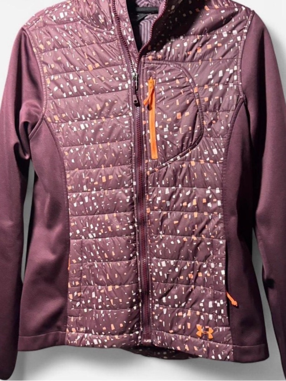 Under Armour Women's Plum Quilted Hybrid Jacket with Orange Accents